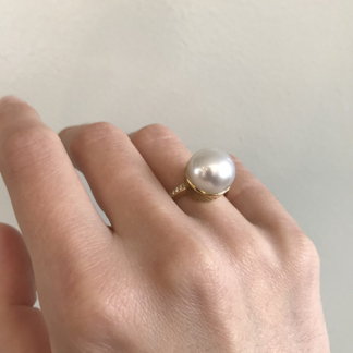 South Sea Pearl Ring with Diamonds