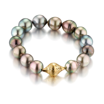 Unisex Tahitian Pearl Bracelet with 18k Bead