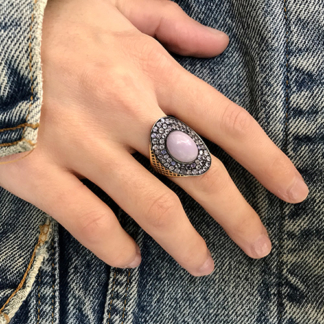 Lavender Jade and Sapphire Regency Ring