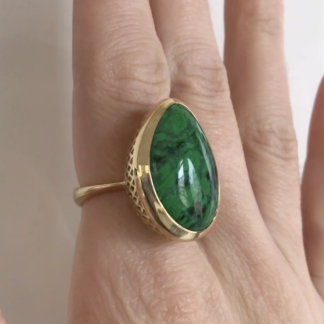 Asymmetrical Burmese Jade-Albite Ring