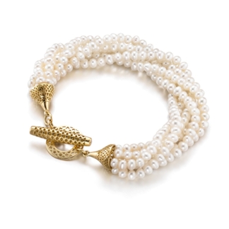 this is a multi strand finial pearl bracelet