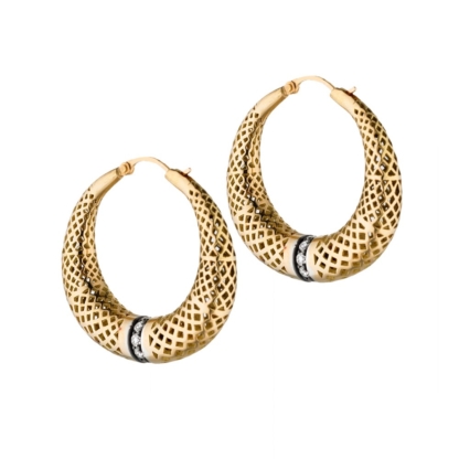 Crownwork® Tapered Hoops with Diamonds