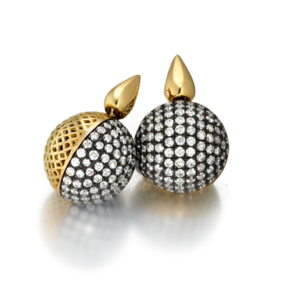 Pave Diamond Crownwork® Ball Earrings