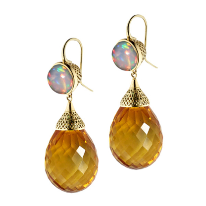 Opal and Amber Drop Earrings