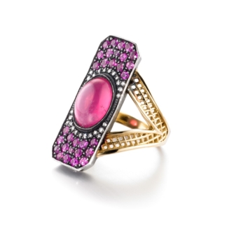 Pink Spinel Edwardian Ring