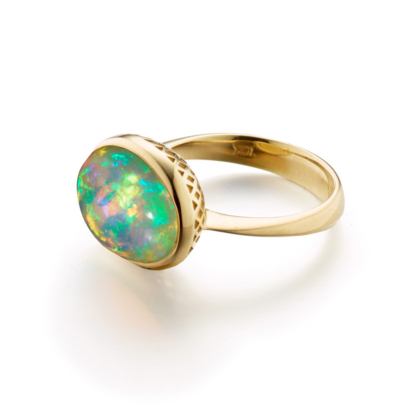 Cabochon Bezel Set Opal Ring