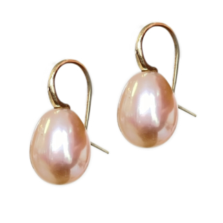 Medium Peachy Pink Pearl Earrings