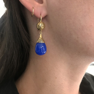 German Blue Agate Earrings
