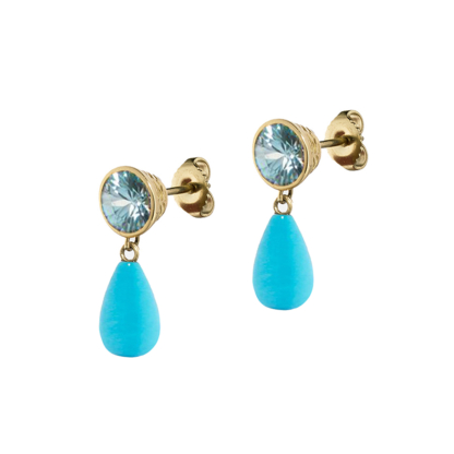 Blue Zircon and Turquoise Drop Earrings