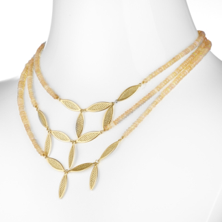 Crownwork® Leaf and Opal Wrap Necklace