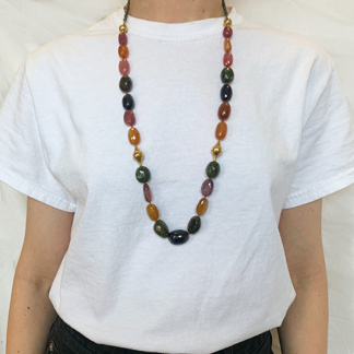 Large Multicolored Sapphire Necklace