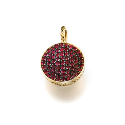 This is a pave ruby pendant