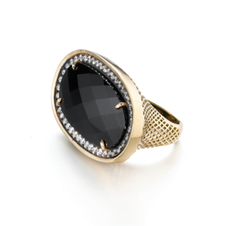 Checkerboard Onyx Cocktail Ring