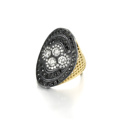 Black and White Diamond Regency Ring