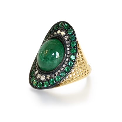 Emerald and Diamond Regency Ring
