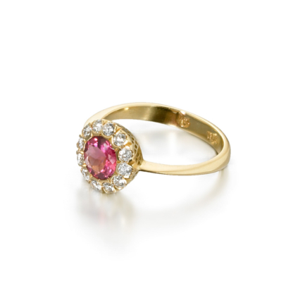 Pink Tourmaline and Diamond Ring