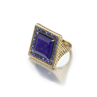 Lapis and Sapphire Square Ring