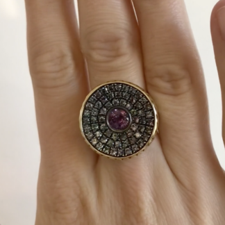 Color Change Garnet Signet Ring with Purple Sapphire Center Stone