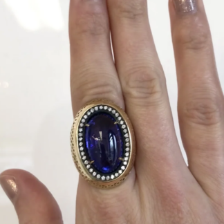 Cabochon Tanzanite and Diamond Ring