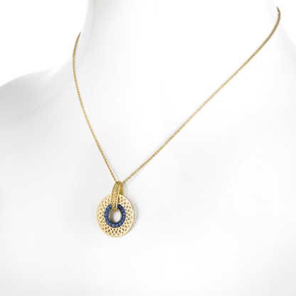 Blue Sapphire Crownwork® Disc Necklace