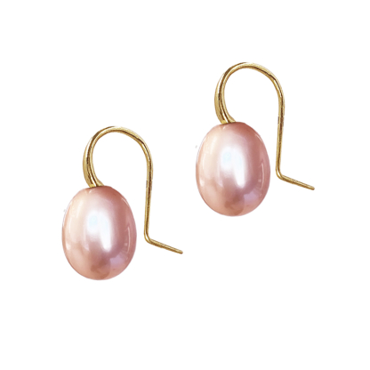 Small Peachy Pink Pearl Earrings