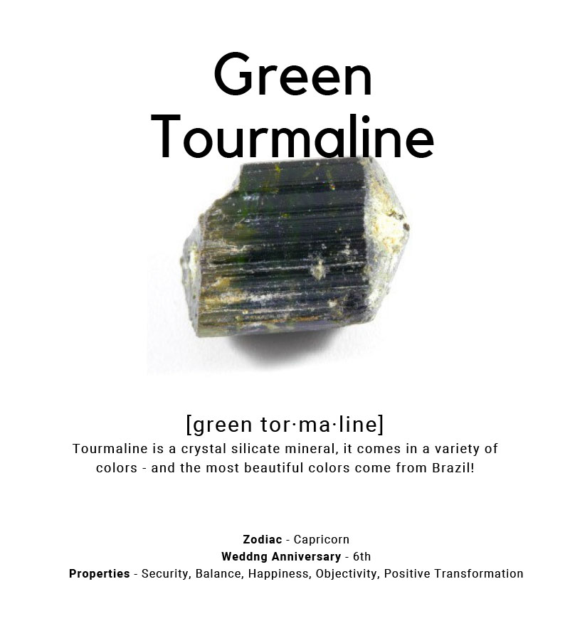 Green Tourmaline stone chart from Ray Griffiths