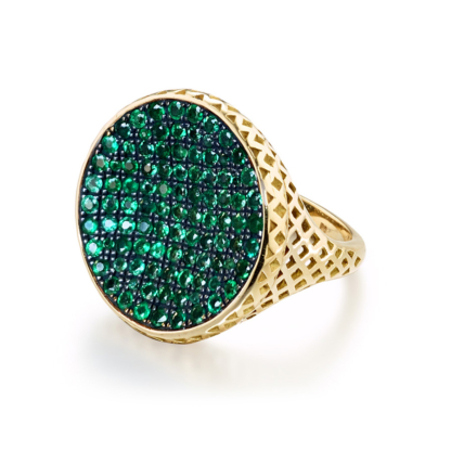 Pave Emerald Signet Ring