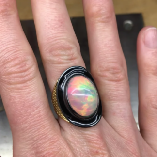 Opal and Enamel Ring