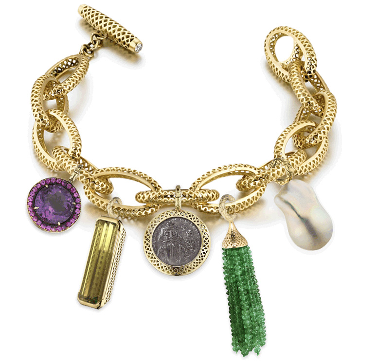 18k Yellow Gold Charm Bracelet, Jewelry, Gemstones