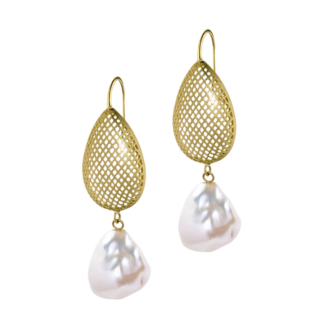 Crownwork® Pear Earrings with Pearl Drops