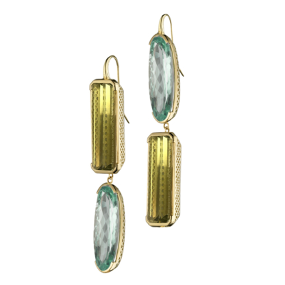 Green Citrine and Green Amethyst Mismatch Earrings