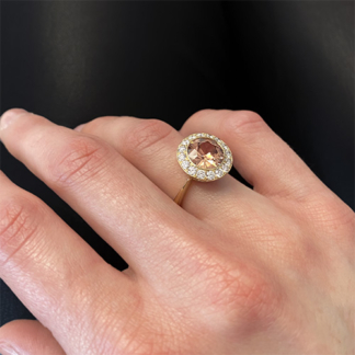 Cambodian Zircon and Diamond Ring