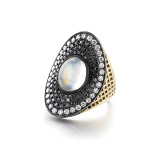 Moonstone and Diamond Regency Ring