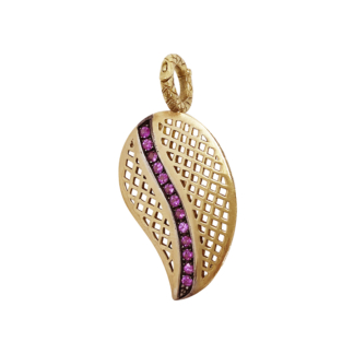 Crownwork® Leaf Pendant with Pave Pink Sapphires