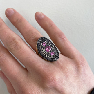 Pink Sapphire and Color Change Garnet Regency Ring
