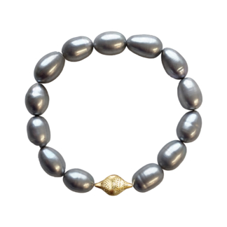 Grey Freshwater Pearl Stretch Bracelet