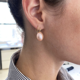 Medium Peachy Pink Pearl Earrings