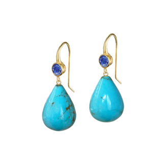 Sapphire and Turquoise Drop Earrings