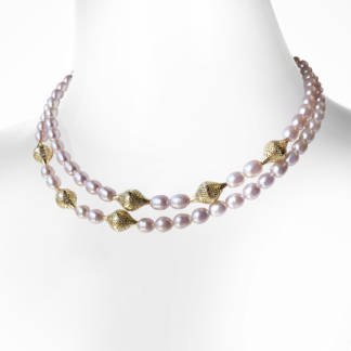 Grey PInk Pearl Necklace