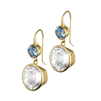 Blue and White Topaz Drop Earrings