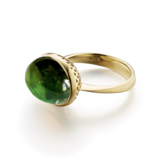 Bezel set green tourmaline ring