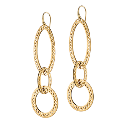 This is an image of mixed shape 18k yellow gold hoop earrings