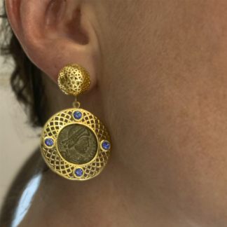 Coin and Sapphire Earrings as seen in Veranda Magazine