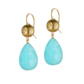 This is photo of our simple drop earrings with amazonite drops