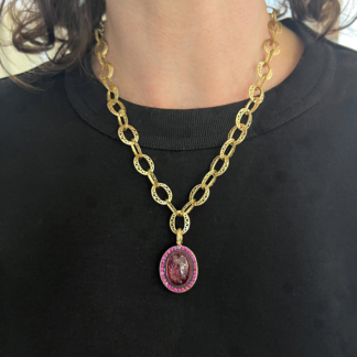Pink Tourmaline and Pink Sapphire Crownwork® Pendant