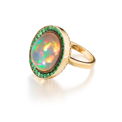 Main Image to show Opal and Tsavorite Cocktail Ring