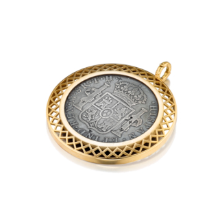This is an image of an original pieces of eight coin pendant with a detachable bail