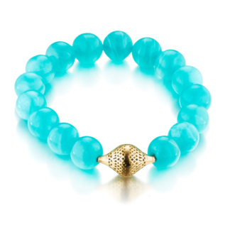 This image shows a stretch bracelet made with Amazonite beads, it is fine jewelry