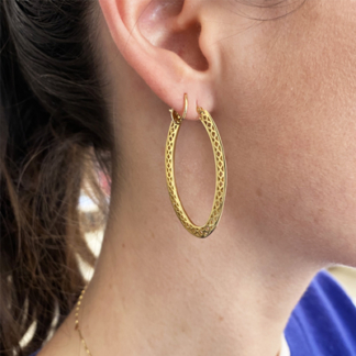 Oval 18k Gold Crownwork® Hoop Earrings