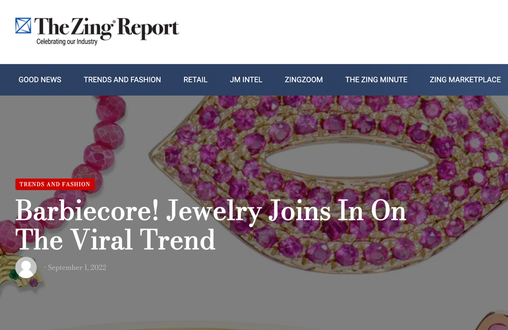 This is the header for the Zing article on the barbiecore jewelry trend
